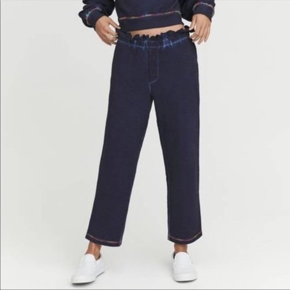 NWT Something Navy Taylor Ruffle Easy Fit Paper Bag Sweatpants - Picture 1 of 15